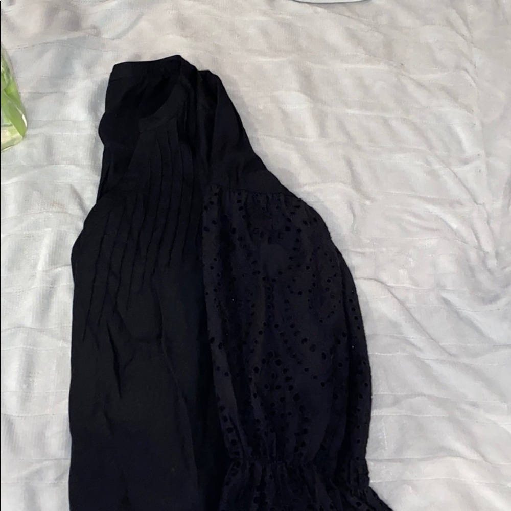 Never worn black flowy linen button down shirt